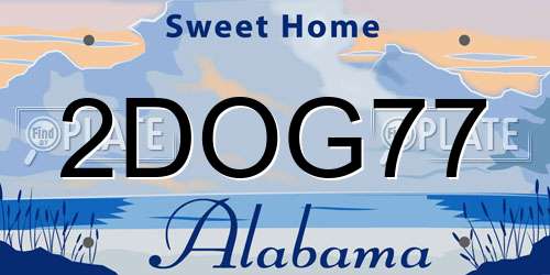 2DOG77 Alabama License Plate