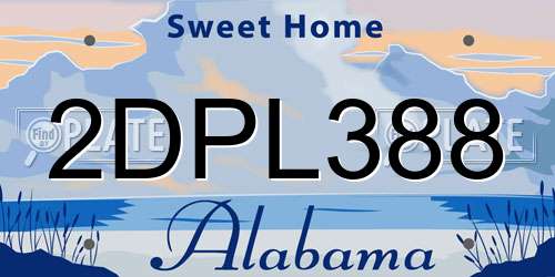 2DPL388 Alabama License Plate