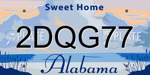 2DQG77 Alabama License Plate