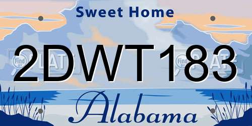 2DWT183 Alabama License Plate