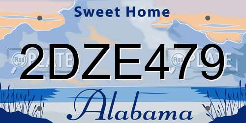 2DZE479 Alabama License Plate