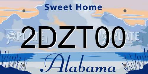 2DZT00 Alabama License Plate