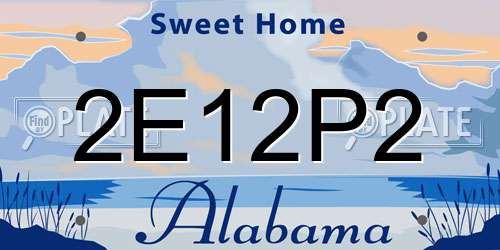 2E12P2 Alabama License Plate