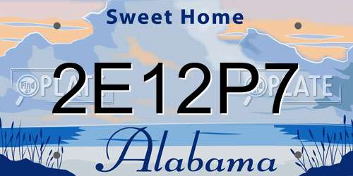 2E12P7 Alabama License Plate