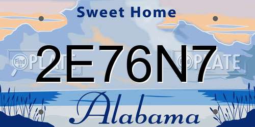 2E76N7 Alabama License Plate