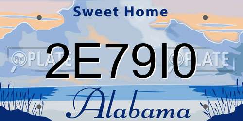 2E79I0 Alabama License Plate