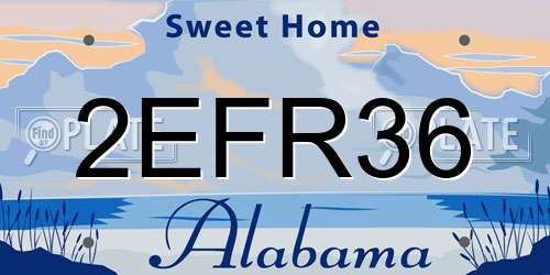 2EFR36 Alabama License Plate