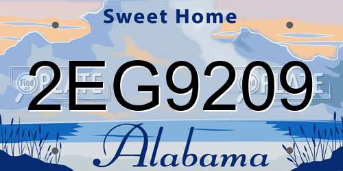2EG9209 Alabama License Plate