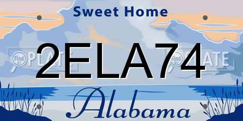 2ELA74 Alabama License Plate