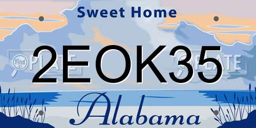 2EOK35 Alabama License Plate