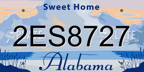 2ES8727 Alabama License Plate
