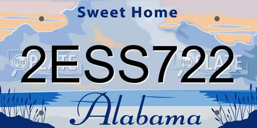 2ESS722 Alabama License Plate