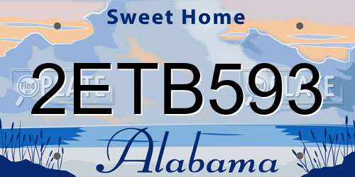 2ETB593 Alabama License Plate