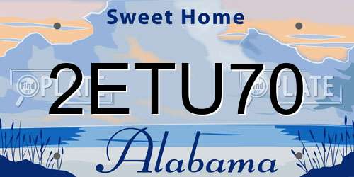 2ETU70 Alabama License Plate