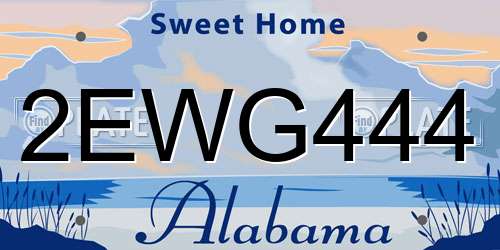 2EWG444 Alabama License Plate
