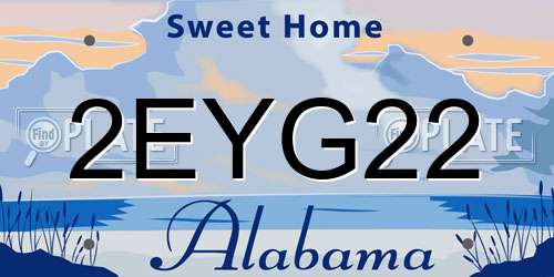 2EYG22 Alabama License Plate