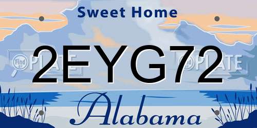 2EYG72 Alabama License Plate