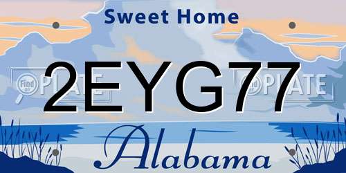 2EYG77 Alabama License Plate