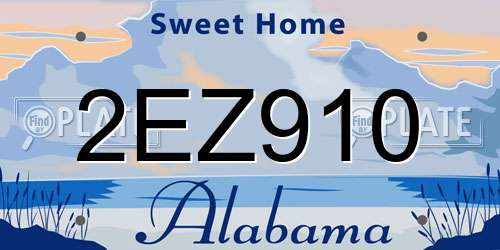 2EZ910 Alabama License Plate