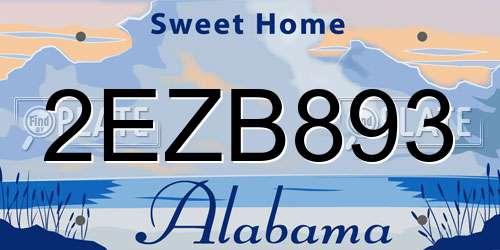 2EZB893 Alabama License Plate