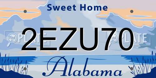 2EZU70 Alabama License Plate