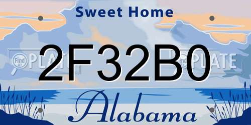 2F32B0 Alabama License Plate