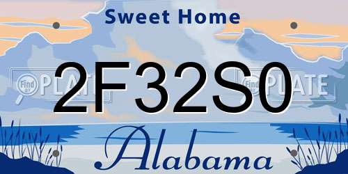 2F32S0 Alabama License Plate