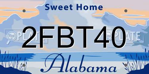 2FBT40 Alabama License Plate