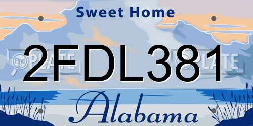 2FDL381 Alabama License Plate