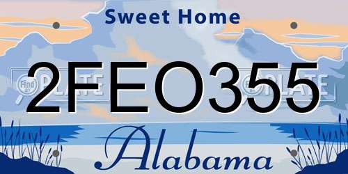 2FEO355 Alabama License Plate