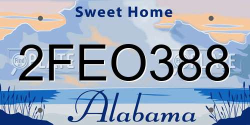2FEO388 Alabama License Plate