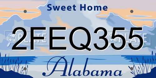 2FEQ355 Alabama License Plate