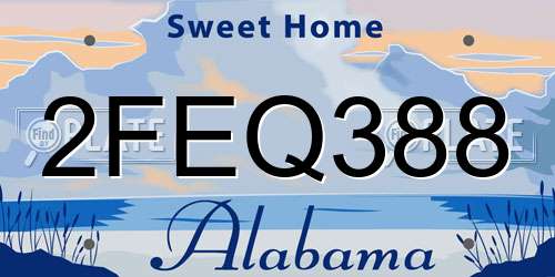 2FEQ388 Alabama License Plate