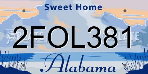 2FOL381 Alabama License Plate