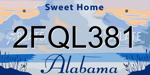 2FQL381 Alabama License Plate