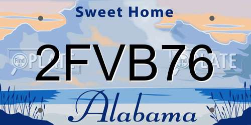 2FVB76 Alabama License Plate