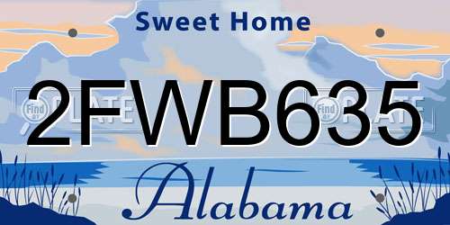 2FWB635 Alabama License Plate