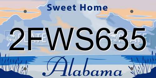 2FWS635 Alabama License Plate