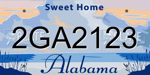 2GA2123 Alabama License Plate
