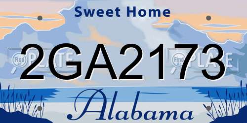 2GA2173 Alabama License Plate