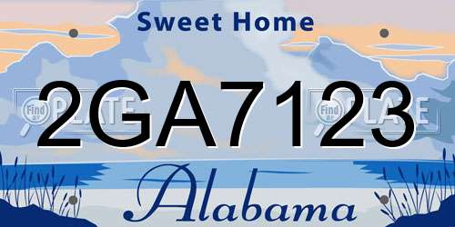 2GA7123 Alabama License Plate