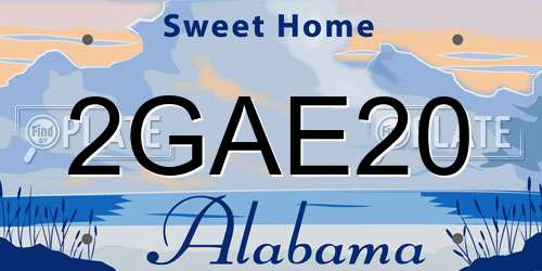 2GAE20 Alabama License Plate