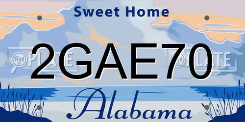 2GAE70 Alabama License Plate