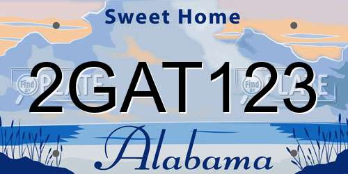 2GAT123 Alabama License Plate