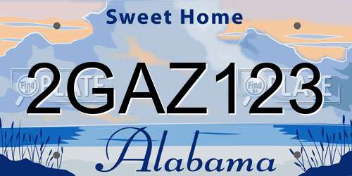 2GAZ123 Alabama License Plate