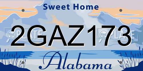 2GAZ173 Alabama License Plate