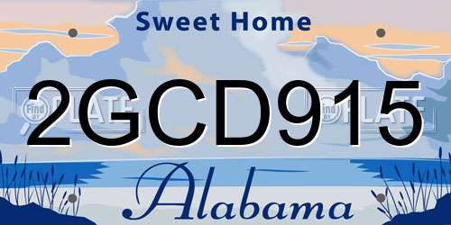 2GCD915 Alabama License Plate