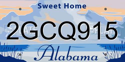 2GCQ915 Alabama License Plate