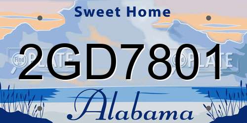 2GD7801 Alabama License Plate