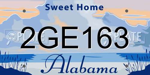 2GE163 Alabama License Plate